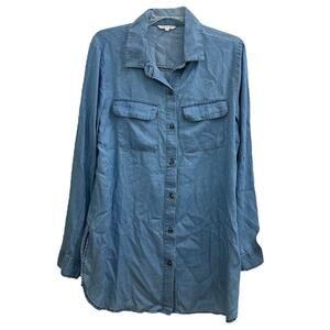 NWT Cavalini Soft Chambray Denim Button Down Shirt Medium Buttondown Top 90's
